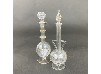 Handblown French Perfume Bottles With Stoppers