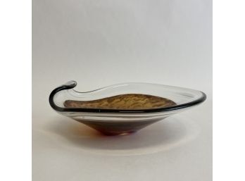 Murano Glass Dish Amber And Clear