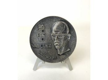 Franklin Mint Sterling Silver Dagoberto Vasquez Medal Guatemala 1971