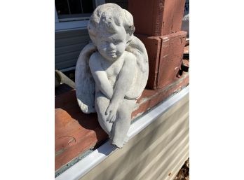 Small Concrete Wall Sitting Angel Cherub Garden Decor About 12 In Tall