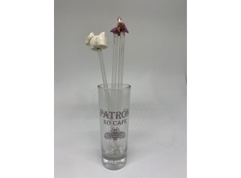 Shot Glass And Glass Drink Stirrers