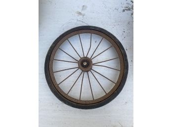 Small Metal & Rubber Wagon / Cart Wheel