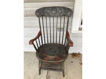 Antique 19th Century Commode Potty Chair Hand Painted