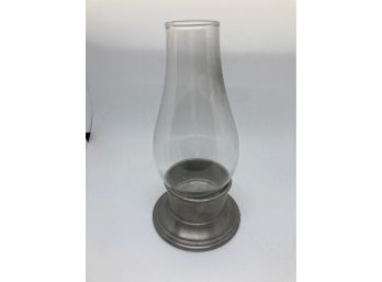 Vintage Lenard Pewter Candle Holder With Glass Chimney