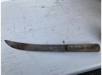 Large Antique Knife With Wooden Handle