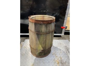 Antique Wooden Nail Barrel With Iron Straps