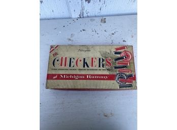 Vintage Transogram Board Game Checkers & Michigan Rummy