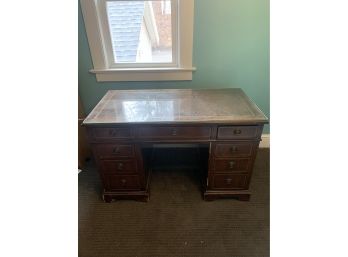 Leather Top Desk W/ Glass 48 L X 25 W X 30 H