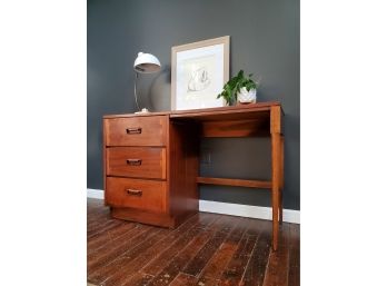 Mid Century Walnut Desk With Dovetail Drawer Fronts