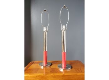 Pair Vintage Laurel Lamp Mid Century Modern Chrome Lamps