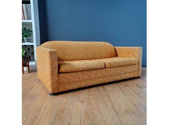 70s Orange Tweed Couch With Pull Out Bed