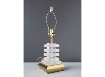 Vintage Solid Lucite Block Table Lamp In The Style Of Karl Springer