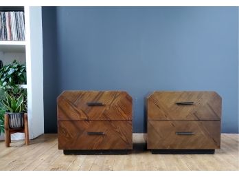 Pair 70s Modern Lane Geometric Side Tables