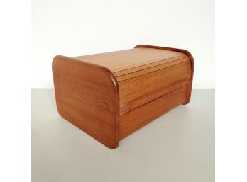 70s Kal Mar Solid Teak Desk Organizer With Tambour Door