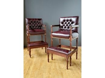 Very Well Made Old Hickory Leather Spectator & Billiards Chairs