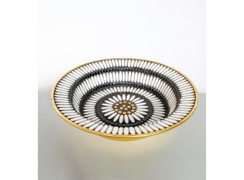 Mid Century Large 12' Mosaic On Brass Decorative Bowl