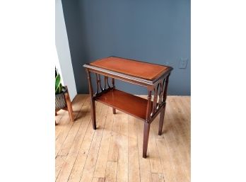 Leather Top Mid Century Accent Table