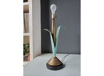 50s Vintage Metal And Brass Flower Petal Table Lamp