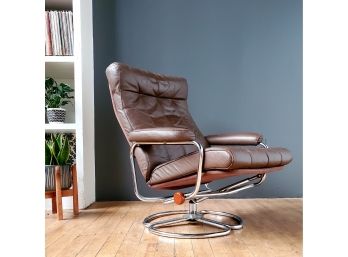 Made In Denmark. Well Made Vintage Leather Recliner