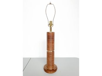 70s Boho Rattan Wrap Tall Cylinder Lamp