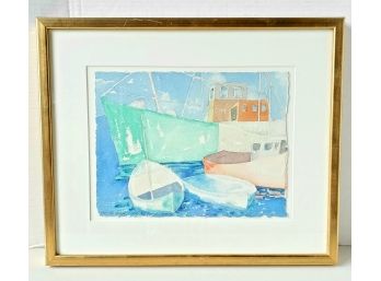 Prof Framed Original Watercolor By Artist Carol Fox Weber