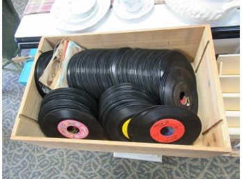 Wood Crate Filled With 45's From Local Jukebox