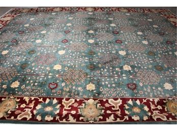 Very Large Hand Knotted Wool Agra Carpet