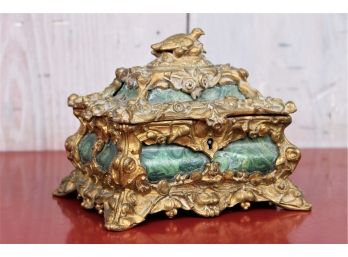 Bronze And Faux Malachite Ornate Box