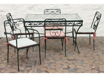 1950's Wrought Iron Table Set With Chairs