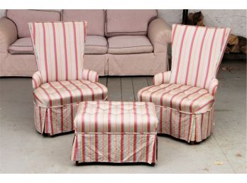 Set Of Slipper Chairs And Ottoman