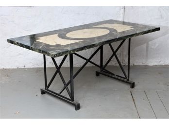 1960's Custom Faux Marble Painted Metal Table