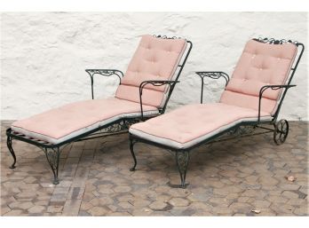 A Pair Of Vintage 1950s Wrought Iron Chaises
