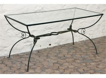 1950s Wrought Iron & Glass Table