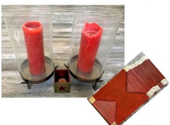 Candle Grouping - Hurricanes And Star And Set Of Wood Placemats