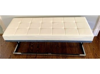 White Modern Faux Leather Bench