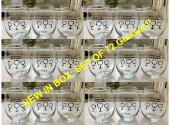 NEW IN BOX: 72 'Dr. Says I Need Glasses' Stemless Wine Glasses