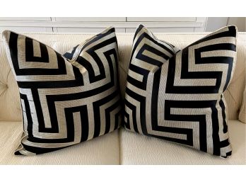 Pair Of 22' Sq Pillows - Silk Greek Key (1 Of 2)