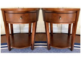 Pair Of Oval Side Tabes With Drawer