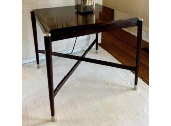 Trocadero Avenue End Table With Pull Out Shelf - Rich Dark Brown Color