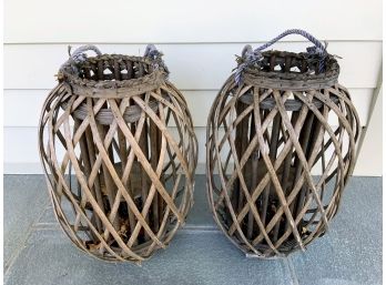 Pair Of Decorative Wood Lanterns