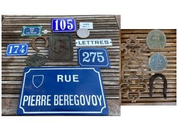 Grouping Of Vintage French House Numbers And Signs