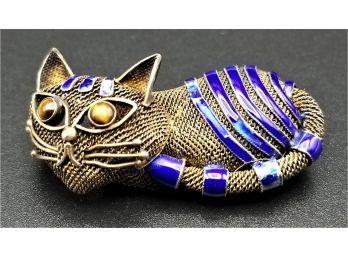 Sterling Silver Vintage Cat Brooch