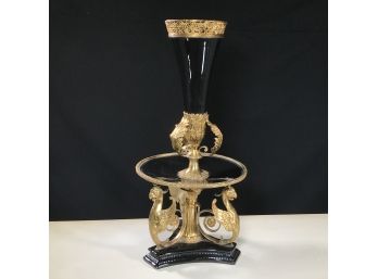 Absolutely Incredible Vintage Bronze & Enamel Centerpiece Very Large And Very Heavy - Over Two Feet Tall