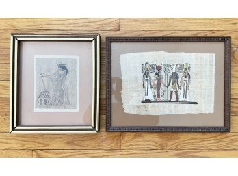 A Pairing Of Vintage Egyptian Framed Art