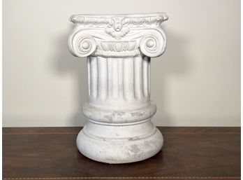 A Vintage Plaster Ionic Column Pedestal