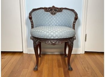 A Vintage Carved Mahogany Vanity Seat