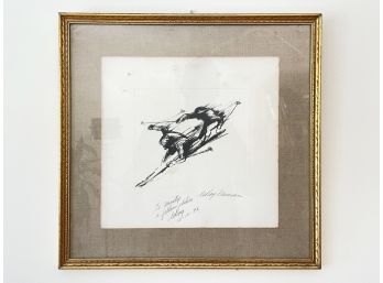 A Signed Etching Of A Ski Racer By American Artist LeRoy Neiman