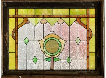 A Gorgeous And Large Antique Stained Glass Window