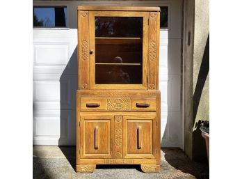 A Vintage Art Deco Oak China Cabinet