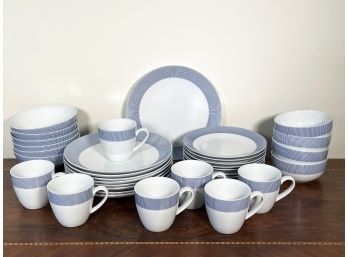 Crate A& Barrel Cobalt Pinstripe Dinner Service